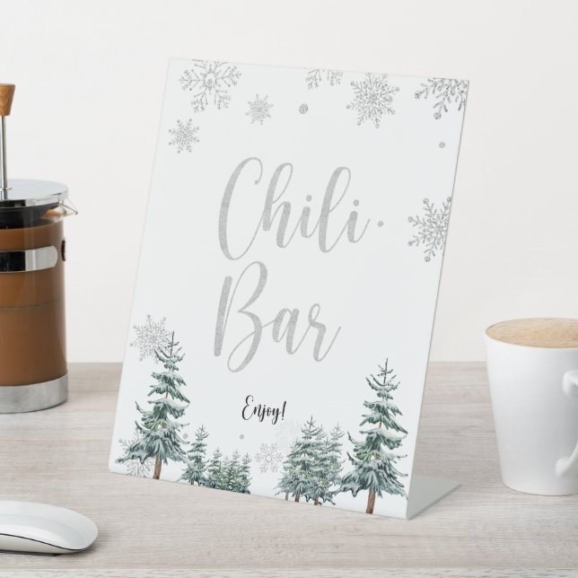 Chilli bar signe argent hiver baby shower signe (In SItu)