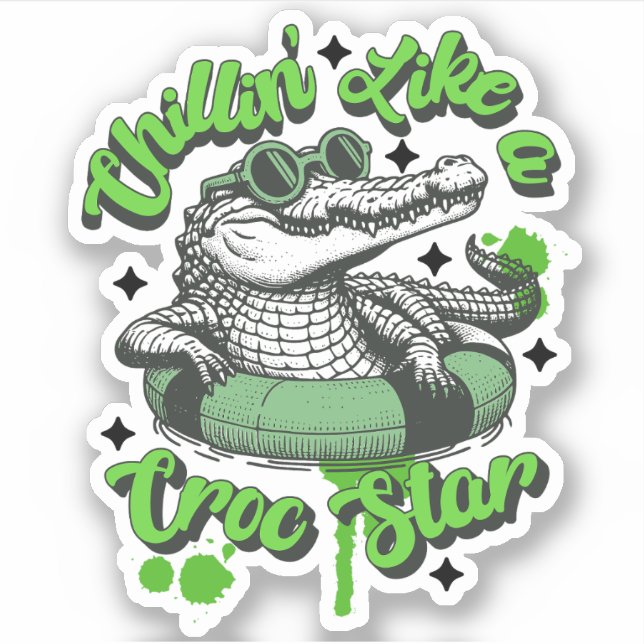 Chillin' Like a Croc Star Sticker : Crocodile Cool (Devant)