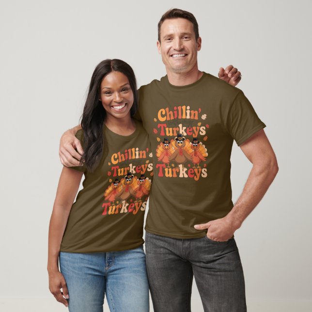 Chillin' Turkeys Thanksgiving Retro Unisex T-Shirt (Unisexe)
