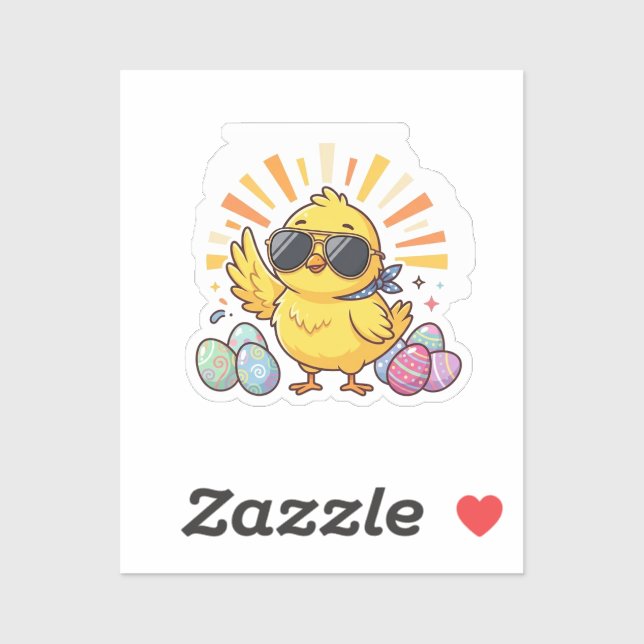 Chillin With My Peeps Cool Easter Chick Sticker (Feuille)
