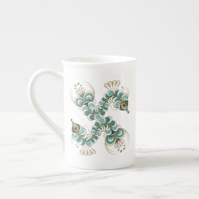 Chimera - Peacock Seahorse Bone China Mug (Gauche)