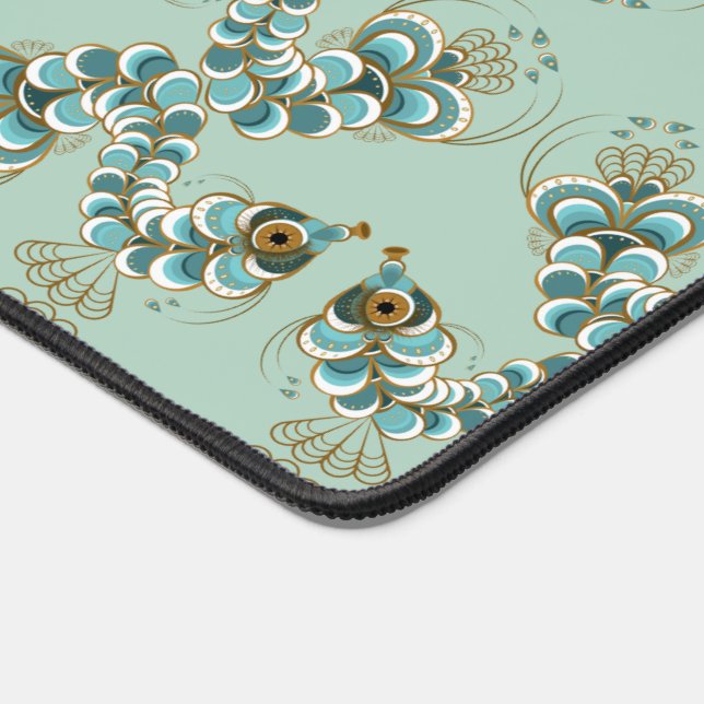 Chimera - Peacock Seahorse Pistachio Desk Mat (Coin)