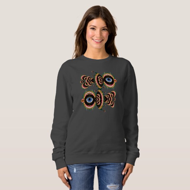 Chimera - Sweatshirt d'oiseaux de poissons (Devant entier)
