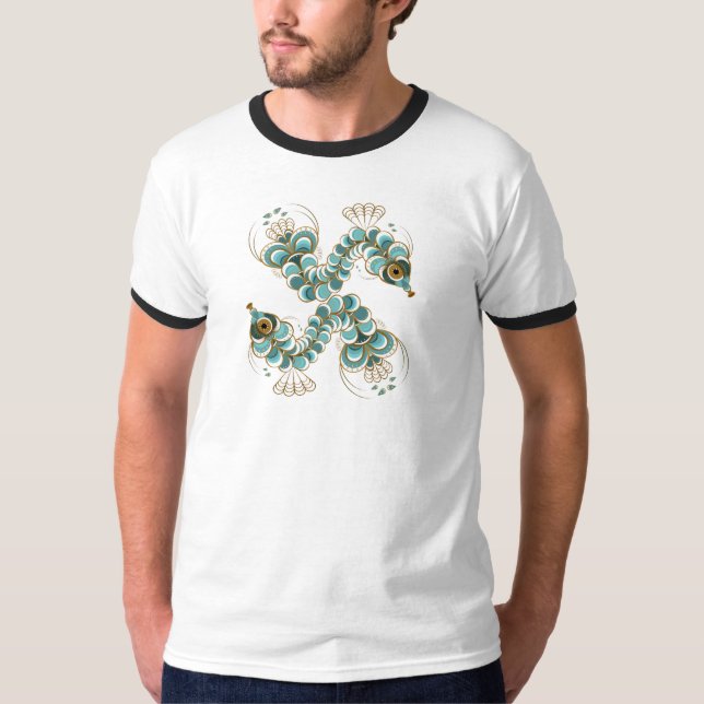 Chimera - T-shirt Peacock Seahorse Ringer (Devant)