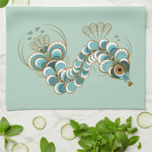 Chimère - Serviette de cuisine Hippocampe Paon