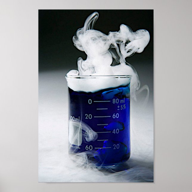 Chimie Beaker Blue Liquide, affiche de fumée (Devant)