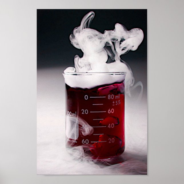 Chimie Bécher rouge Liquide, affiche de fumée (Devant)