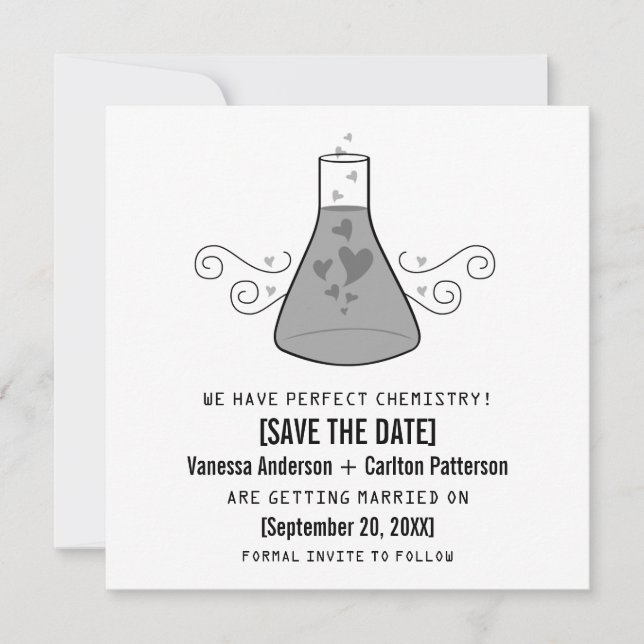 Chimie Douce Grise Invitation Enregistrer la Date (Devant)