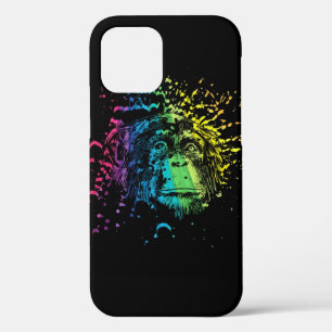 Chimpanzé arc-en-ciel sur coque iphone Coque noir
