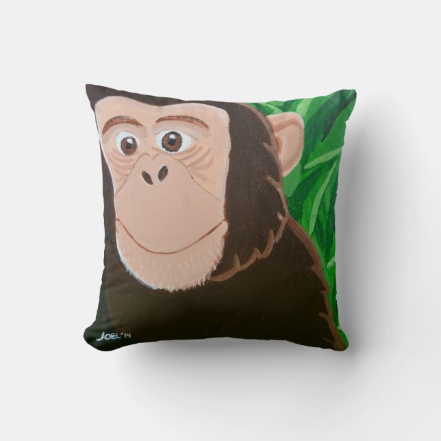Chimpanzé coussin 16 x 16 carré (Recto)
