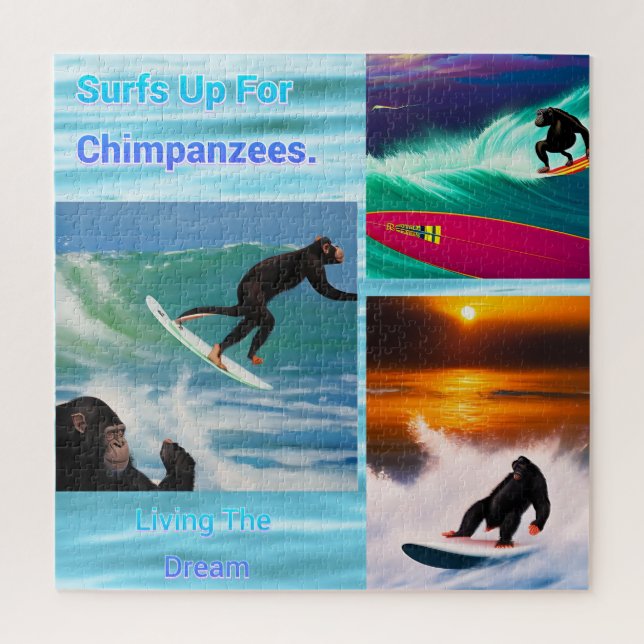 Chimpanzés faisant du surf, puzzle  (Vertical)