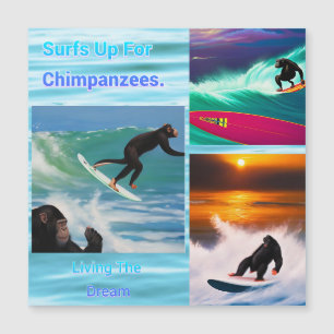 Chimpanzés surfant Collage photo, Carte magnétique