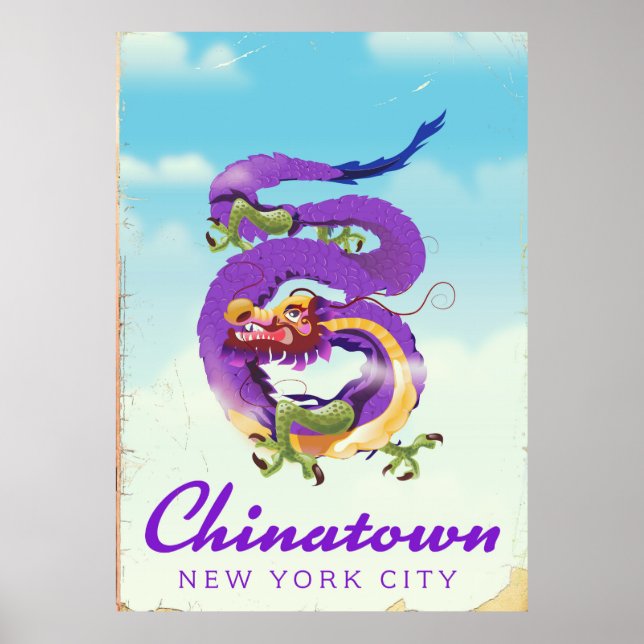 Chinatown affiche vintage de la ville de New York (Devant)
