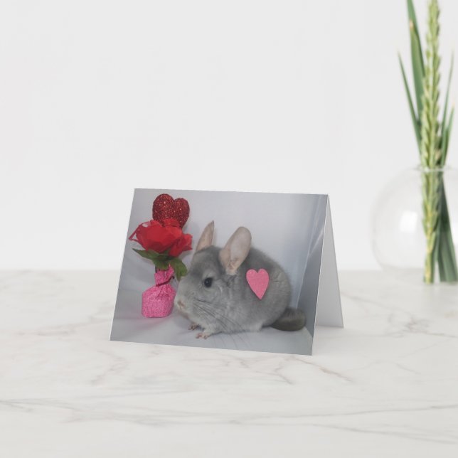 Chinchilla avec coeur sur le côté de la carte Vale (Devant)