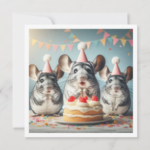 Chinchillas manger gâteau invitation anniversaire