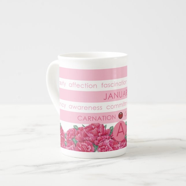 Chine de la fleur de naissance et de Gem Strig Mug (Devant gauche)