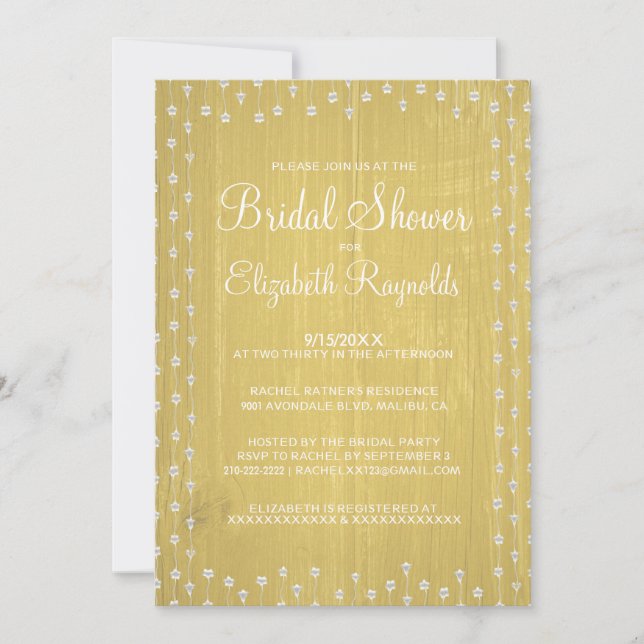 Chine Jaune Rustique Invitations de douche nuptial (Devant)