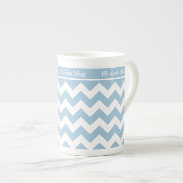 Chine Mug à personnaliser, Bleu et Blanc Chevrons (Devant droit)