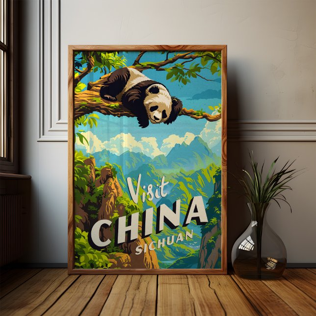 Chine Sichuan Panda Voyage Poster Mur Art (Créateur téléchargé)