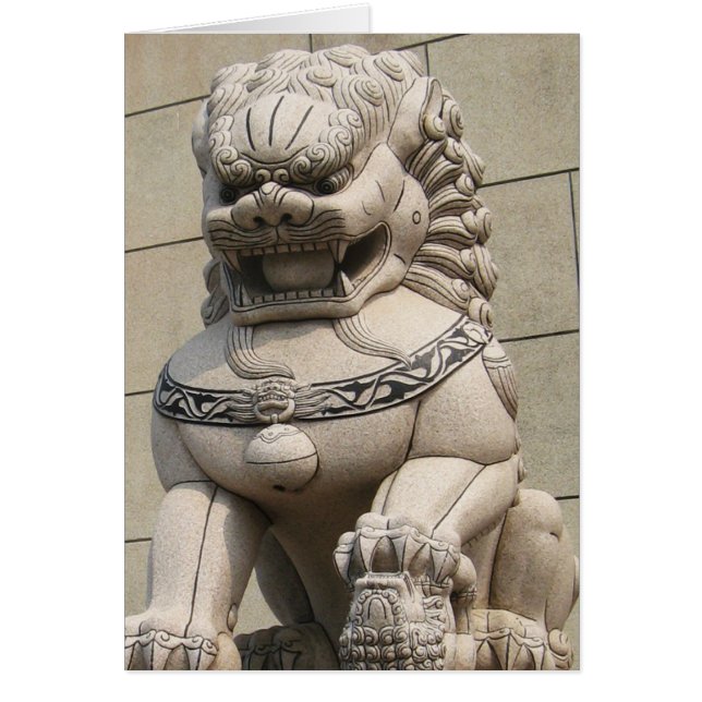 Chinese Female Guardian Lion Foo Dog 石獅 Card (Devant)