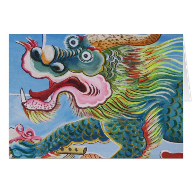 Chinese Foo Dog / Lion Guardian Mural Card (Devant horizontal)
