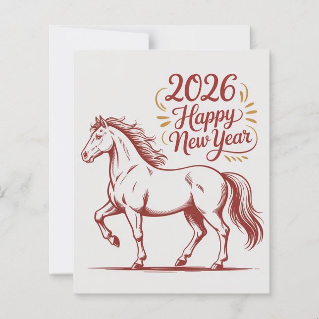 Chinese New Year 2026 Red Fire Horse Card (Devant)