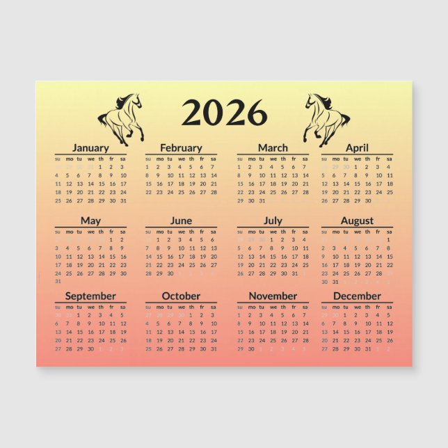 Chinese New Year of Horse 2026 Calendar  (Devant)