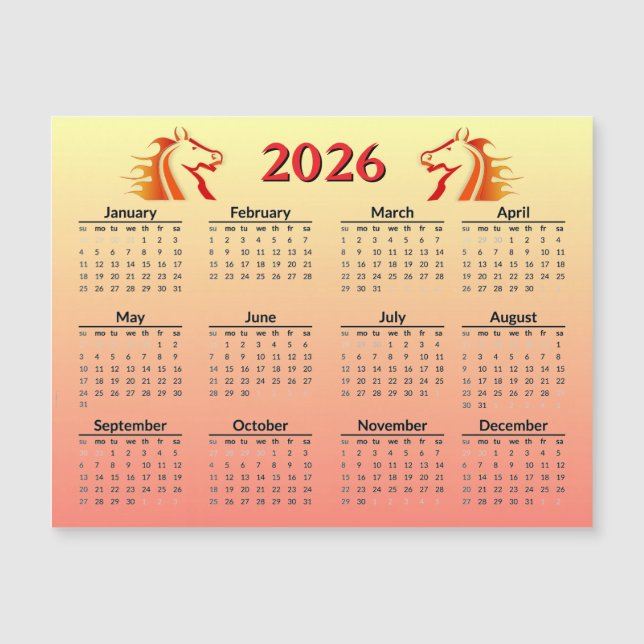 Chinese New Year of Horse 2026 Calendar  (Devant)