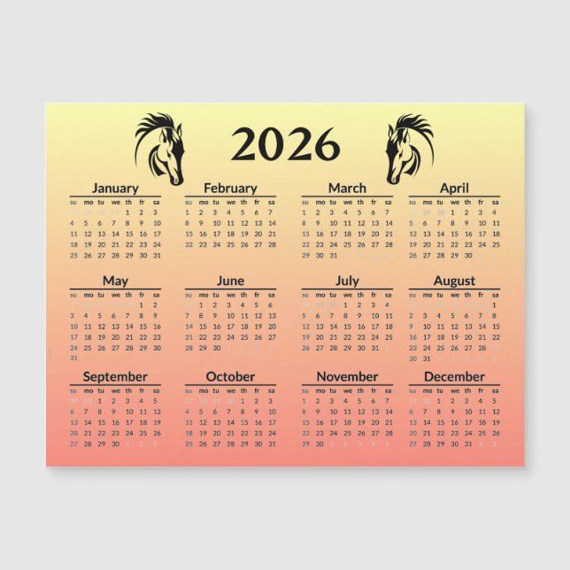 Chinese New Year of Horse 2026 Calendar  (Devant)