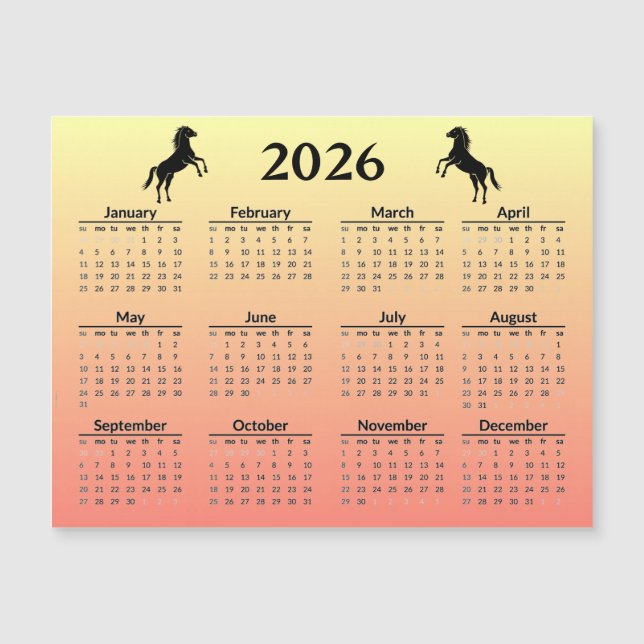 Chinese New Year of Horse 2026 Calendar  (Devant)