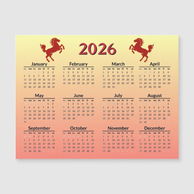 Chinese New Year of Horse 2026 Calendar  (Devant)