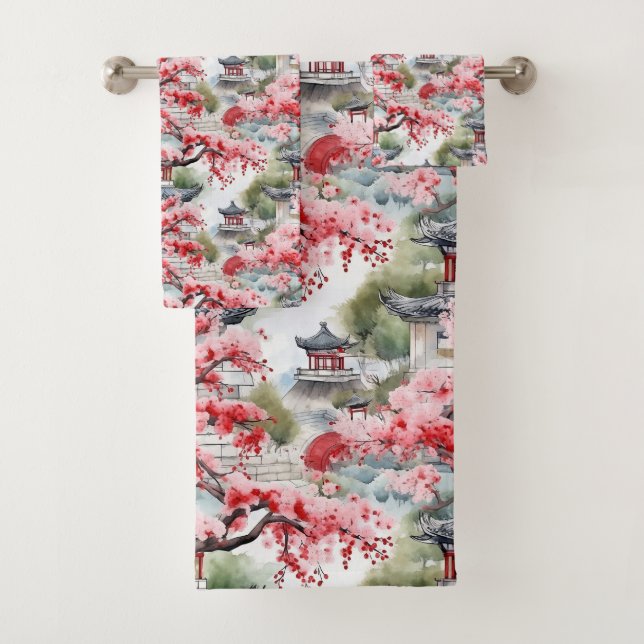 Chinese Pagoda Watercolor Pattern  (En situation)