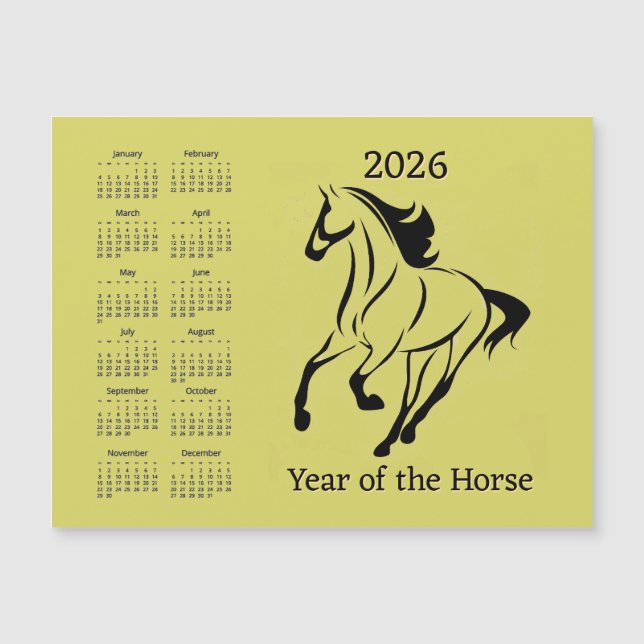 Chinese Year of the Horse Calendar Magnetic Card (Devant)