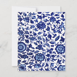 Chinois bleu marine foncé motif floral sur blanc