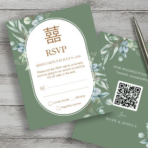 Chinois Eucalyptus Double Bonheur Mariage RSVP