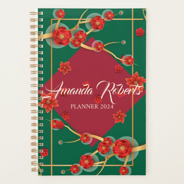 Chinois Nouvel An 2024 Florssom Flowers Planner (Devant)