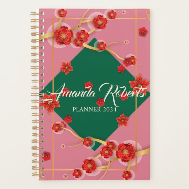 Chinois Nouvel An 2024 Florssom Flowers Planner (Devant)