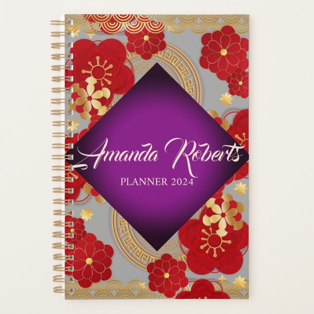 Chinois Nouvel An 2024 Florssom Flowers Planner (Devant)