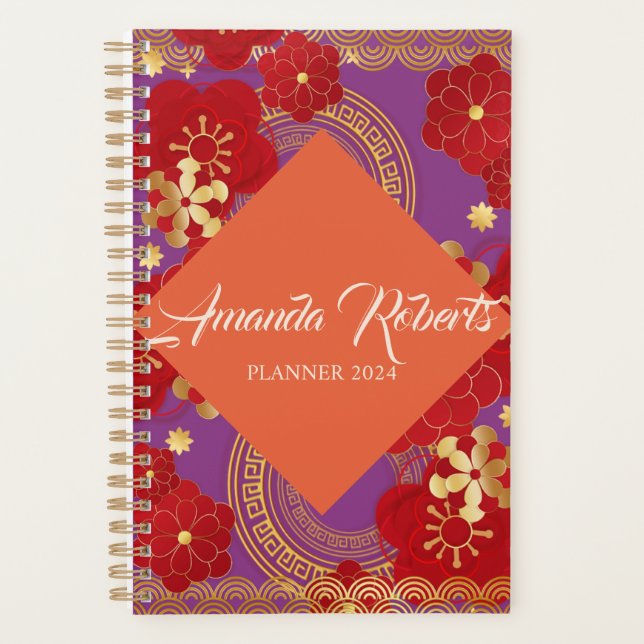 Chinois Nouvel An 2024 Florssom Flowers Planner (Devant)