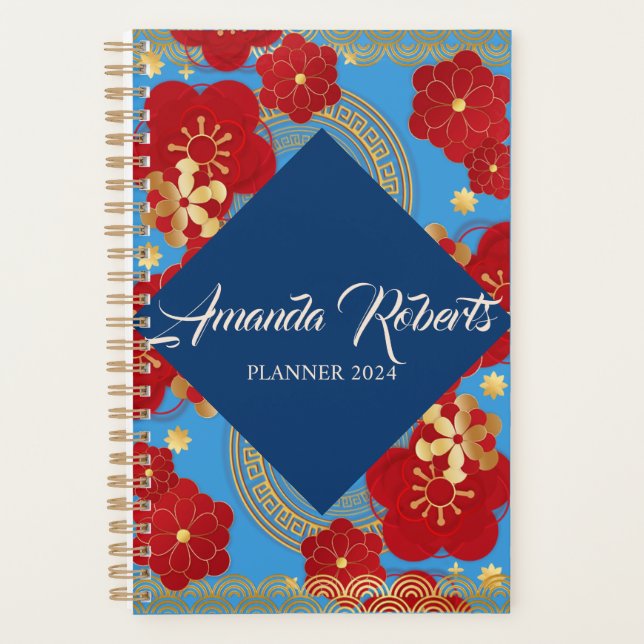 Chinois Nouvel An 2024 Florssom Flowers Planner (Devant)