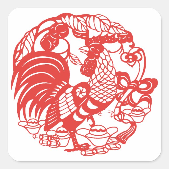 Chinois Papercut Rooster Année 2017 S autocollant (Devant)