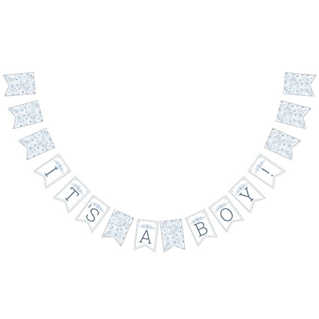 Chinoiserie Baby shower bleu Garland drapeaux (Tout)