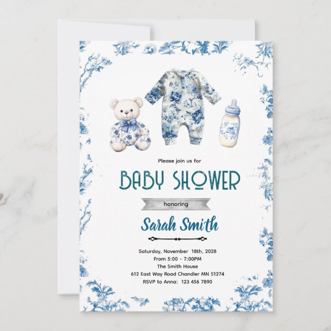 Chinoiserie baby shower party invitation (Devant)
