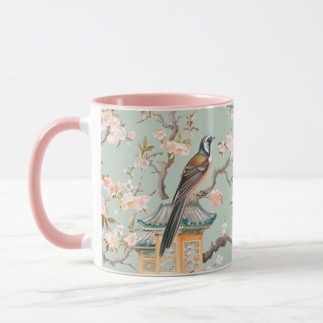 Chinoiserie Bird & Pink Cherry Blossom Mug (Gauche)