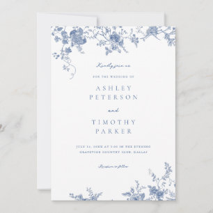 Chinoiserie Bleu Élégant Mariage Invitation
