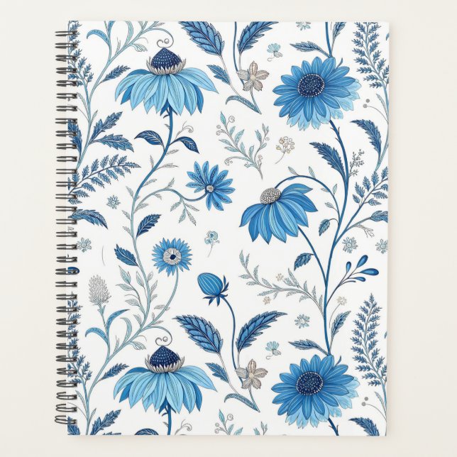 Chinoiserie Blue Echinacea Pattern (Devant)