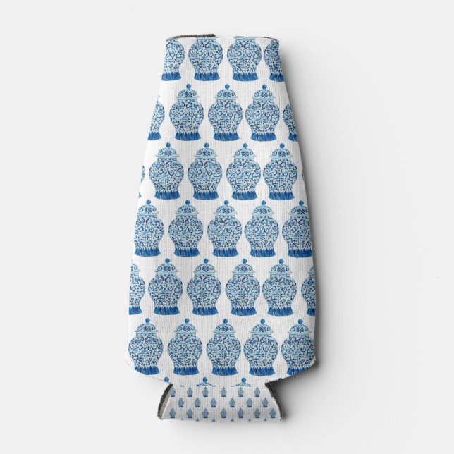 Chinoiserie Blue Ginger Jar Can Bottle Glacière (Devant)