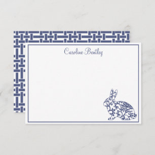 Chinoiserie Bunny Rabbit Cartes de notes personnal