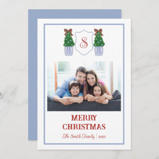 Chinoiserie Carte de Noël Bleu Et Blanc