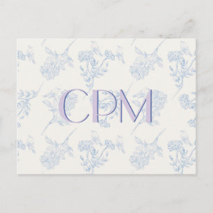 Chinoiserie Chic Floral Monogramme Carte postale